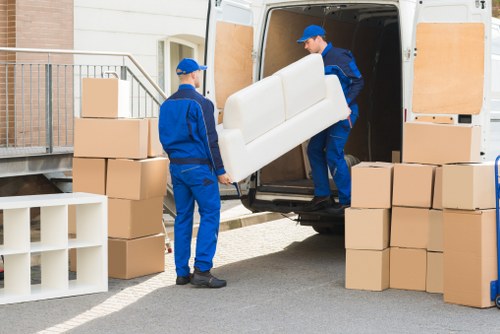Van parked for a residential or business move in Belmont