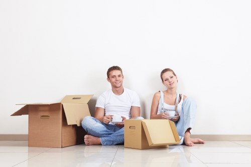 Charity donation boxes and reusable furniture for Belmont moves