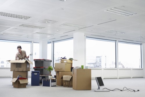 Packed boxes and furniture ready for man and van transport in Belmont