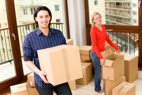 Household boxes and furniture prepared for transport