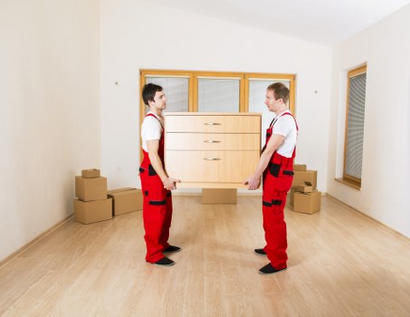 Belmont movers handling boxes and furniture in a residential move